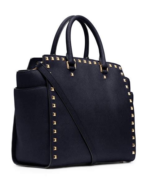 michael kors large selma tote navy|michael kors selma saffiano.